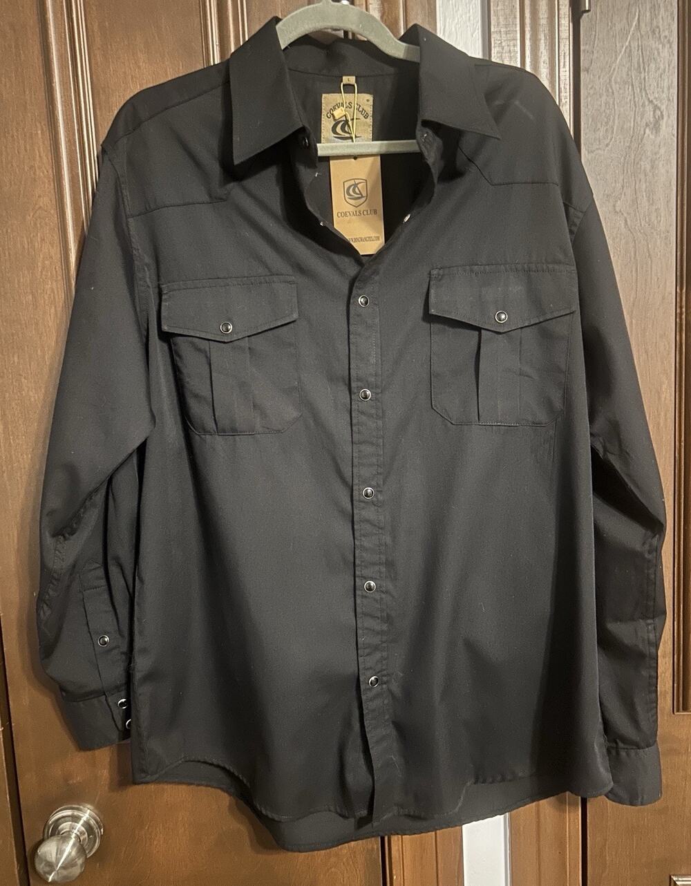 Coevals Club Men's L Black Western Cowboy Shirt Long Sleeve Roll Tab Snap NWT
